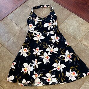 jonathan martin Black One-Shoulder Floral Dress with White and Pink Blooms